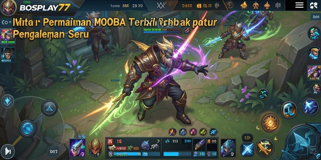 Tangkapan layar utama BOSPLAY77 menampilkan pertempuran dinamis yang menegangkan.