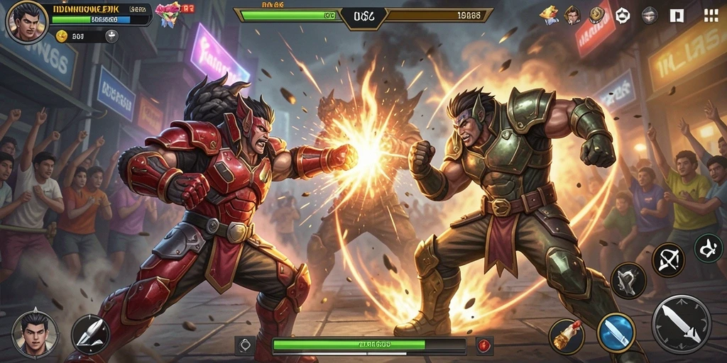 Gameplay pertarungan yang intens dalam IDN668.