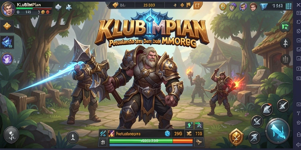 Screenshot utama KLUBIMPIAN menampilkan aksi seru dalam dunia MMORPG.