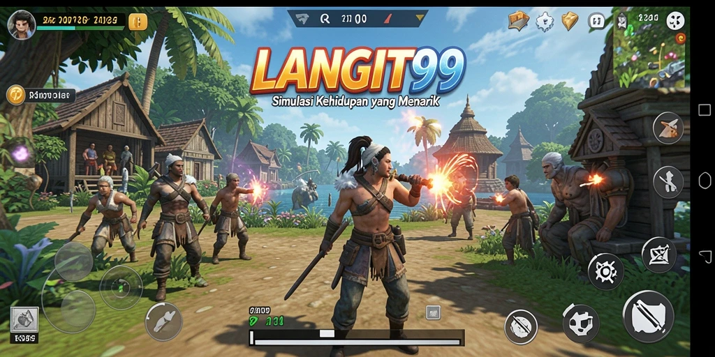 Tampilan gameplay LANGIT99 dengan dunia simulasi yang luas.