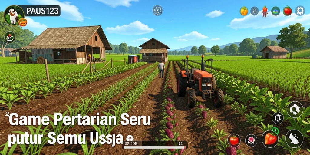Tampilan menarik dari gameplay pertanian di PAUS123.