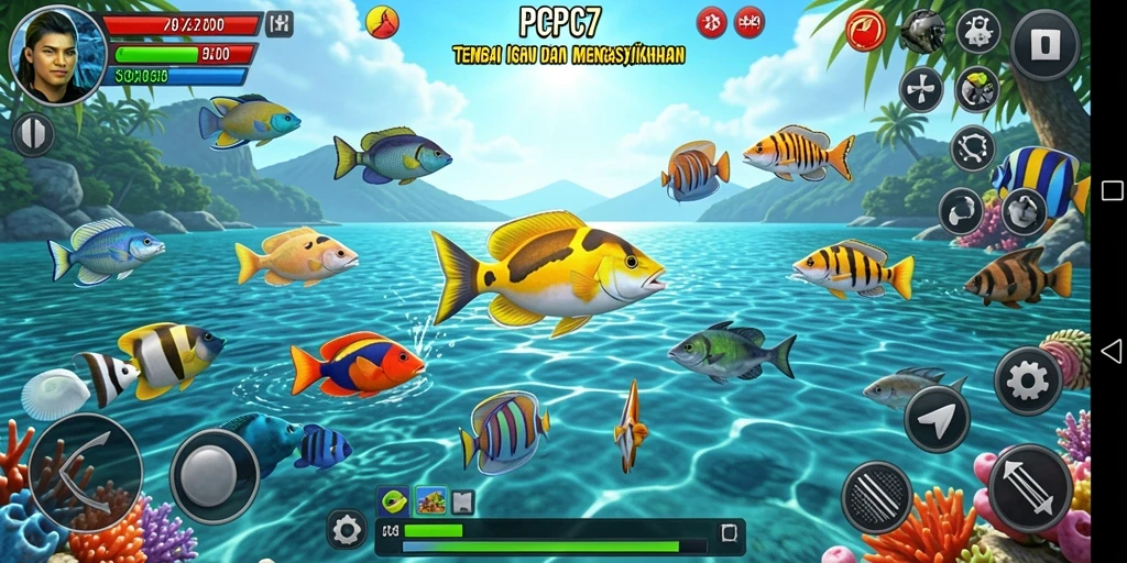 Tangkapan layar menampilkan aksi menembak ikan yang seru di PCPC7.