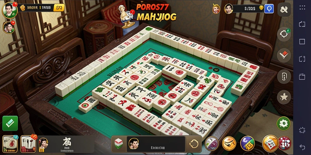 Screenshot gameplay POROS77 yang menunjukkan serunya permainan Mahjong.