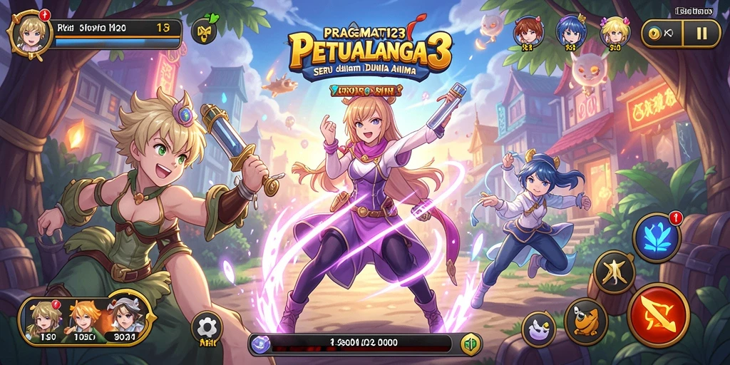 Tangkapan layar gameplay PRAGMATIC123 menampilkan karakter anime yang beraksi seru.