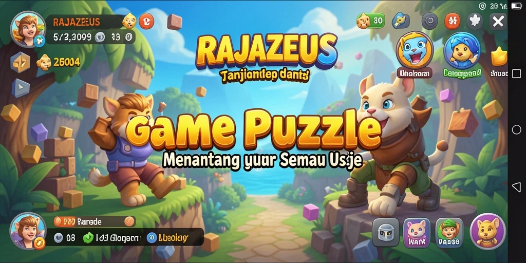 Tampilan gameplay RAJAZEUS dengan berbagai teka-teki menarik.