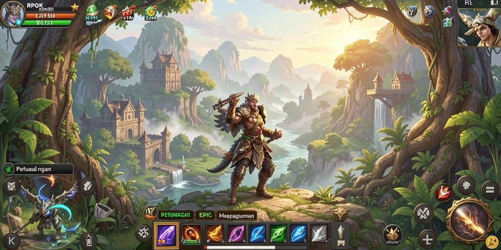 Tangkapan layar utama RPOK menunjukkan aksi seru dalam pertempuran RPG.