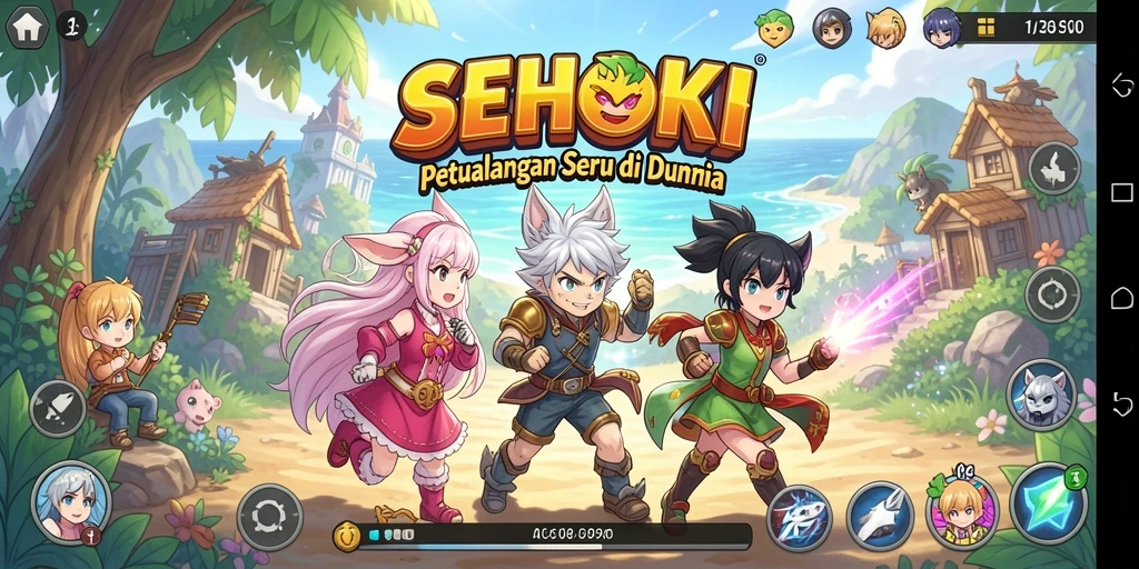 Tangkapan layar SEHOKI menampilkan aksi seru karakter Anime.