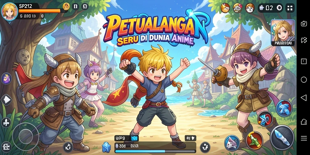Screenshot SP212 menunjukkan karakter anime dalam pertarungan seru.