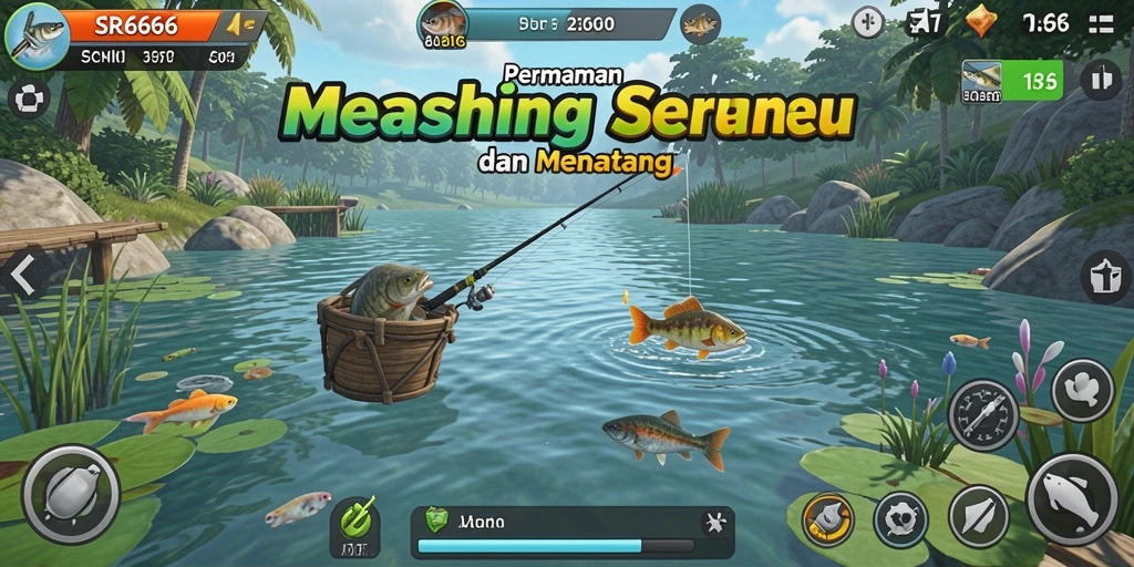 Screenshot gameplay SR6666 dengan momen menangkap ikan yang menegangkan.