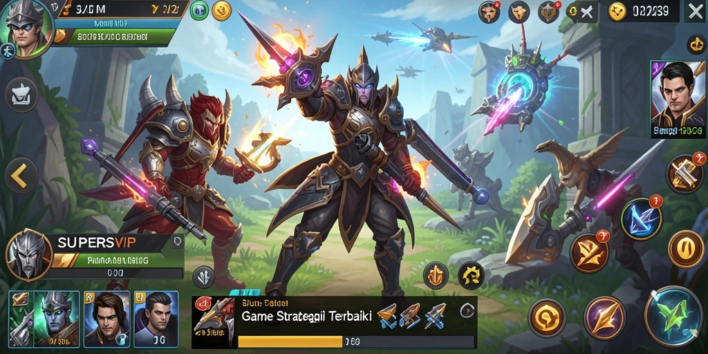 Screenshot SUPERSVIP yang menunjukkan aksi strategi seru dalam gameplay.