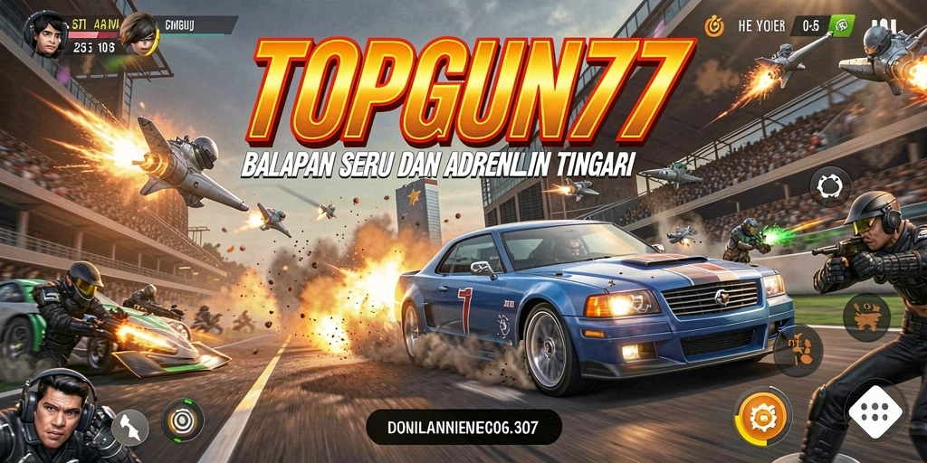 Screenshot gameplay TOPGUN77 yang menunjukkan balapan mendebarkan dan adrenalin tinggi.